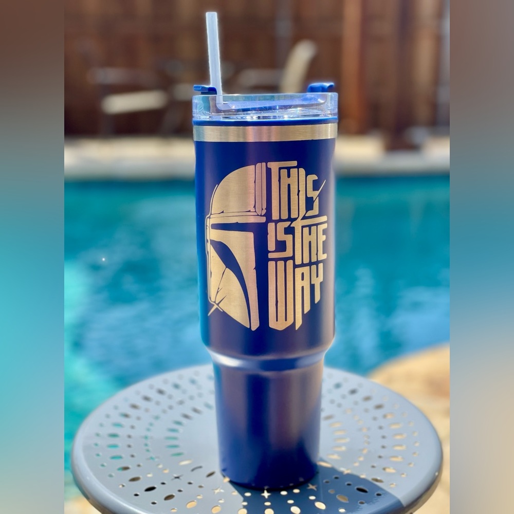 CUSTOM : Laser Engraved "This is the Way" Mandalorian 40oz Stainless Tumbler